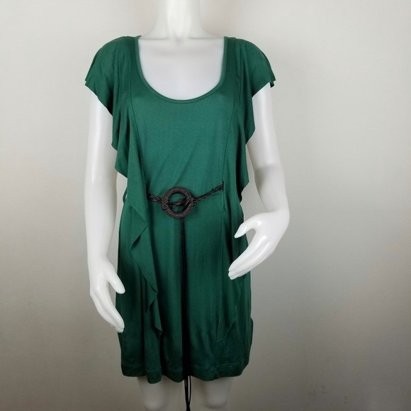 Twenty One Lg Green Scoop Neck Shirt Dress NWT (no belt) - Picture 1 of 8